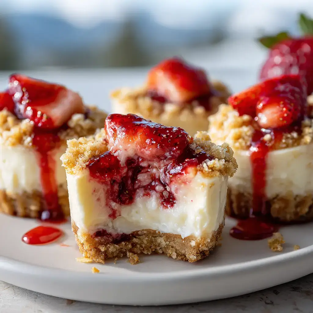 strawberry crunch cheesecake bites featured